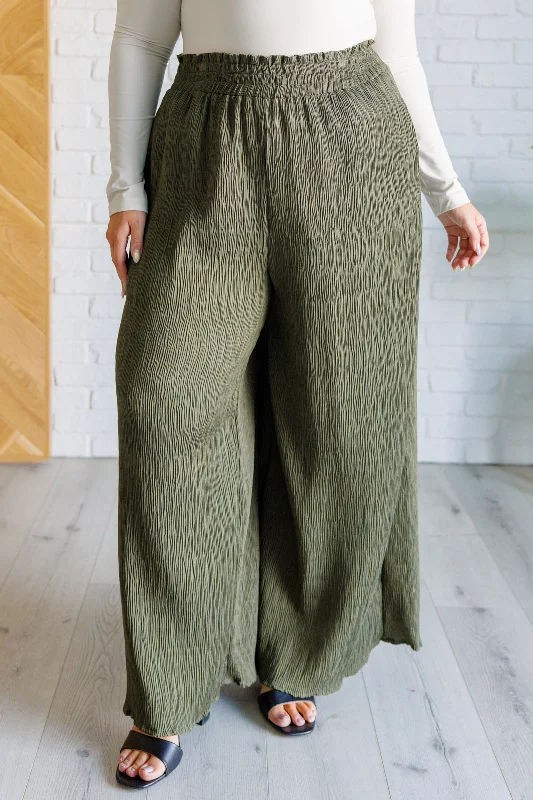 Harmony High Rise Wide Pants in Olive WH