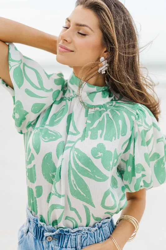 Keep Your Cool Green Floral Blouse