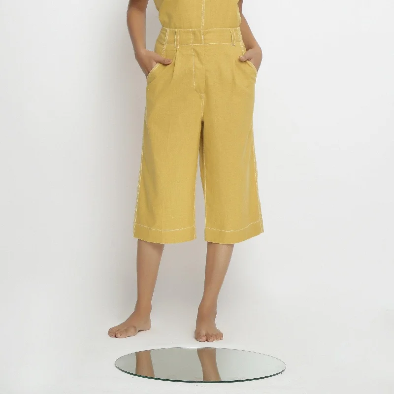 Light Yellow Handspun Cotton Mid-Rise Culottes