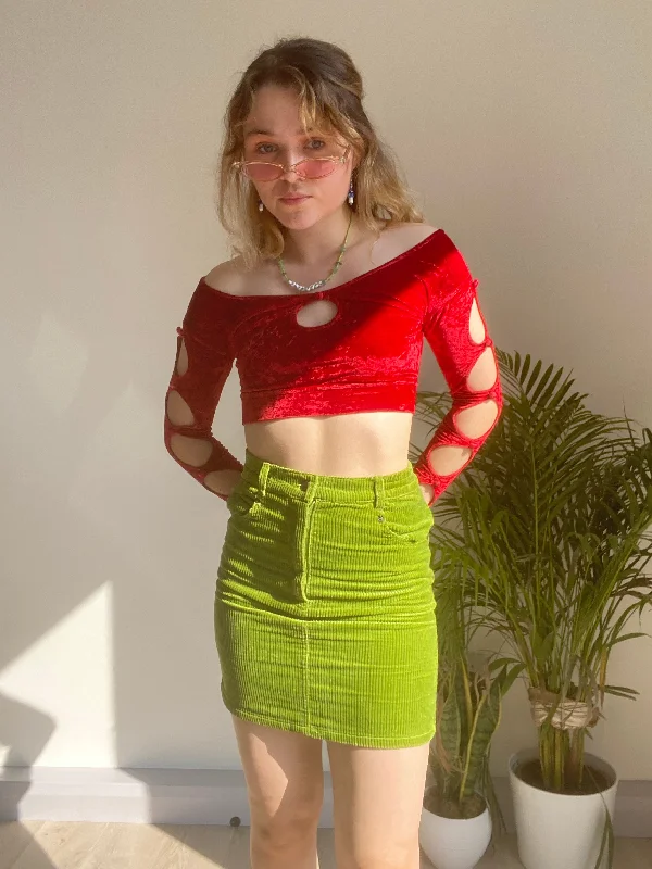 Vintage Lime Green Corduroy Skirt