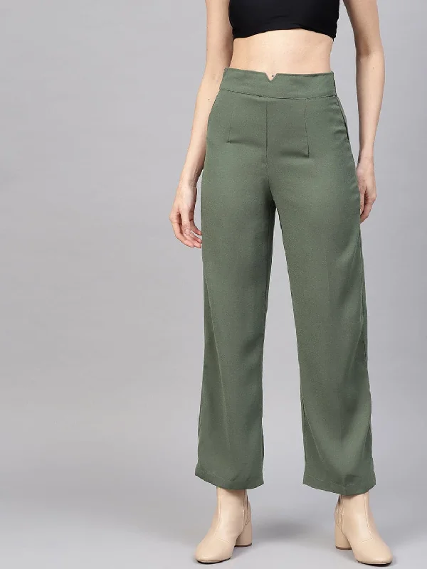 Olive Side Zipper Pant