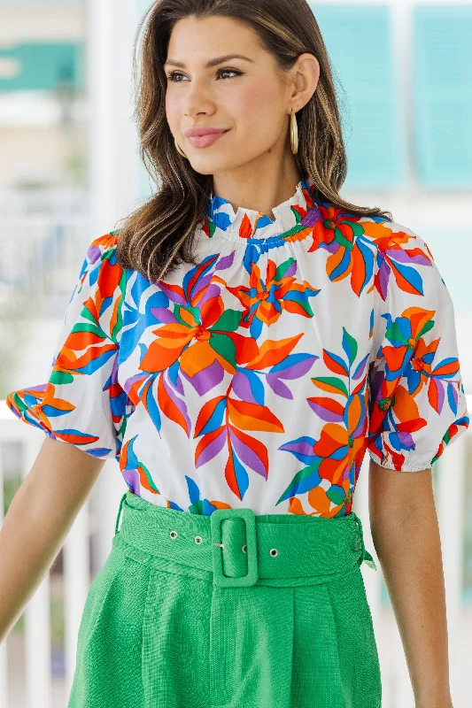 Remember The Day Ivory White Floral Blouse