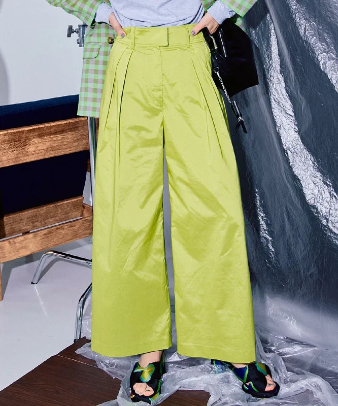 [SALE] Silky Taffeta TUCK Wide Pants