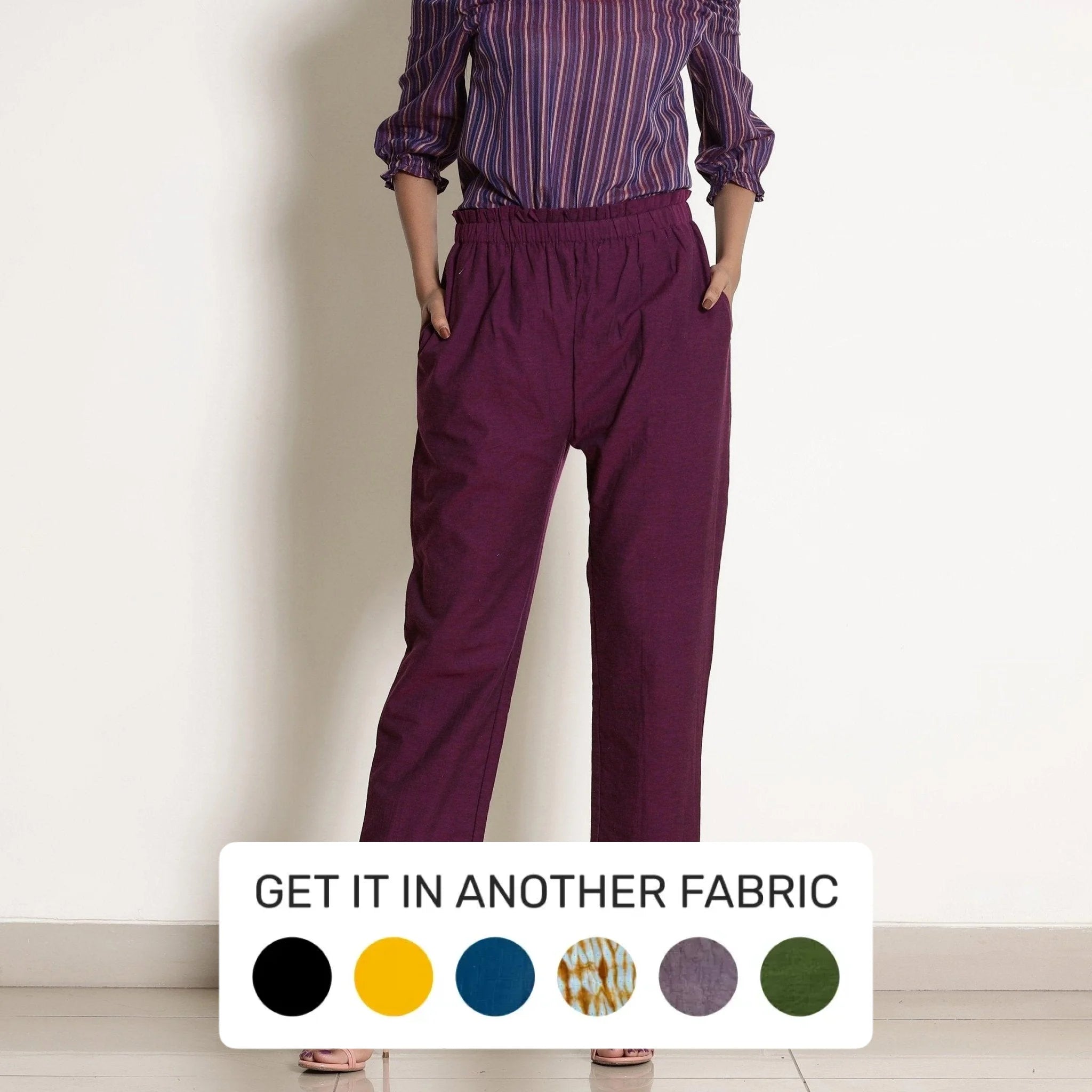 Solid Berry Wine Warm Cotton Tapered Pant