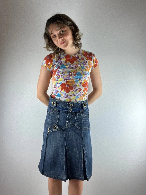 Vintage Denim Buttoned Skirt