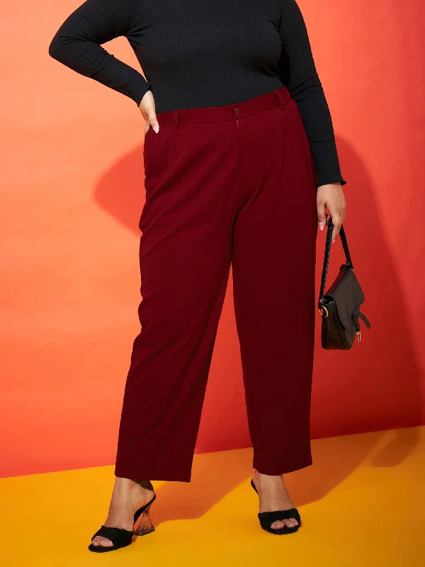 Women Maroon Balloon Fit Pants