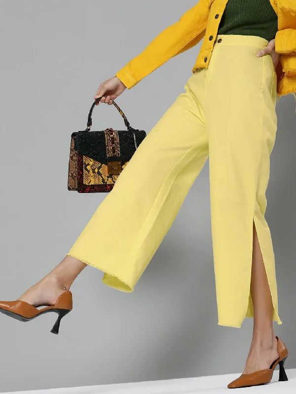 Yellow Side Slit Pants